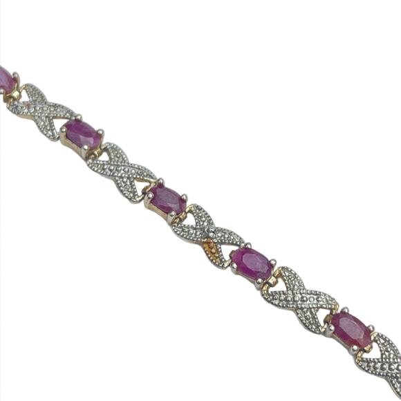 3.7ctw Ruby Tennis Bracelet - Sterling Silver - Vintage - Picture 1 of 5